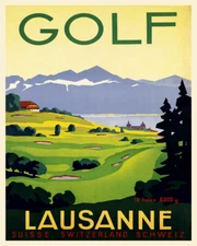 POSTER GOLF CLUB LAUSANNE SWITZERLAND SPORT TRAVEL VINTAGE REPRO FREE S/H