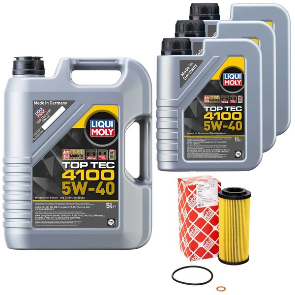 MotoröL Set Top Tec 4100 5W-40 8 Liter + ÖLfilter 26704 FüR BMW 3Er 330D X3 6Er-image