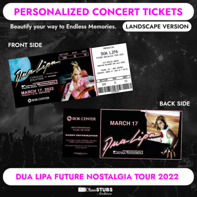 Personalized Dua Lipa: Future Nostalgia Tour 2022 Stub Concert Ticket