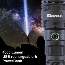 Dorcy Pro Rechargeable 4000 Lumen Flashlight and Power Bank Up to 11 hours