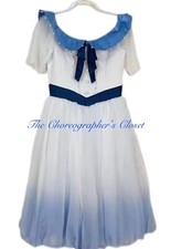 Professional Blue White Graduation Ball Ballet Party Dress Pan Collar Bow 13 Tee