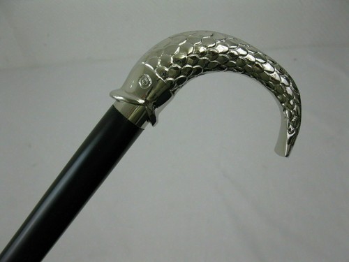Acier Marche Randonnée Bâton Argent 92cm Canne Handmade Noble
