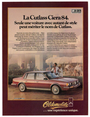 1984 OLDSMOBILE Cutlass Ciera Vintage Impression Originale AD Marron Photo Voiture Française - Photo 1 sur 1