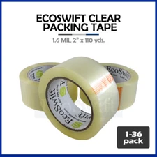 1-36 Roll EcoSwift Packing Packaging Carton Box Tape 1.6mil 2" x 110 yard 330 ft