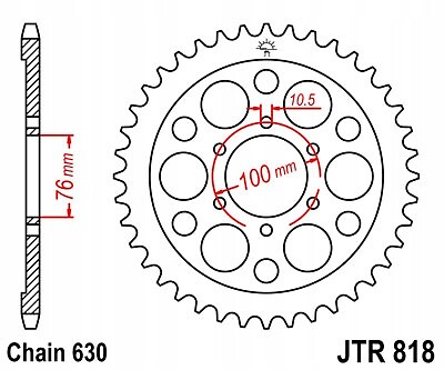 Pignon arrière JT 818 42 acier haute résistance Suzuki GSX 1100E pas 630