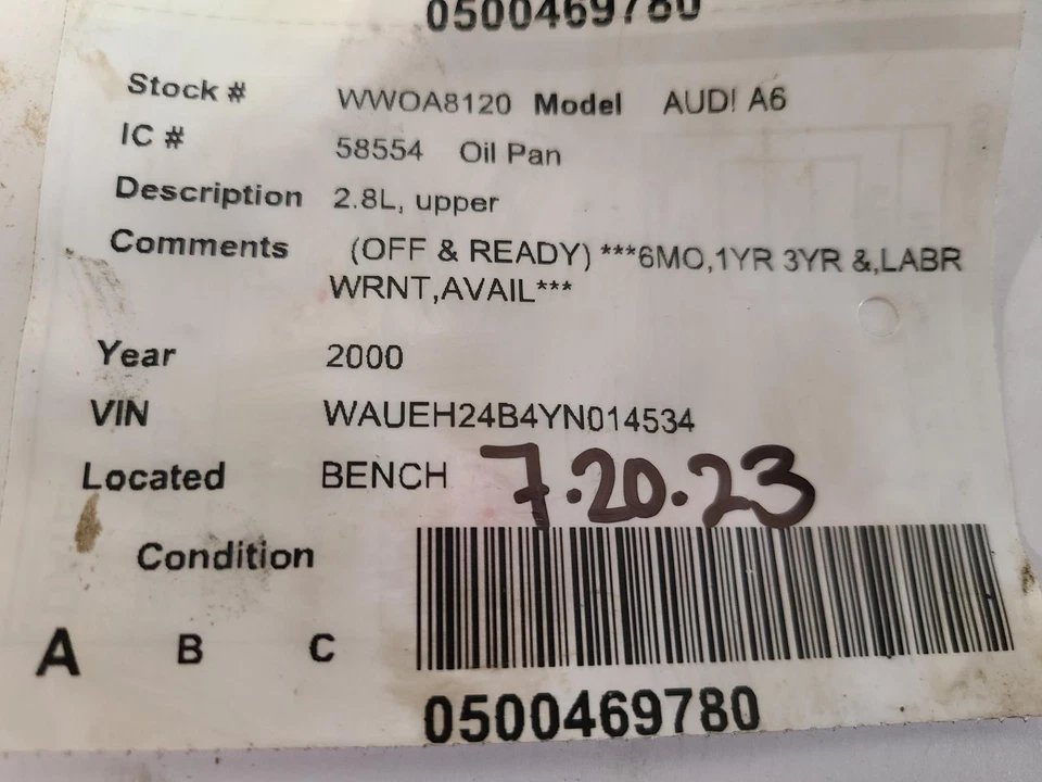 Used Upper Engine Oil Pan fits: 2000 Audi Audi a6 2.8L upper Upper Grade A - Image 3 of 4