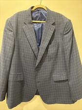 Men  s Oak Hill Navy Plaid Blazer 2XL 50/52 2 Button Dbl Vent