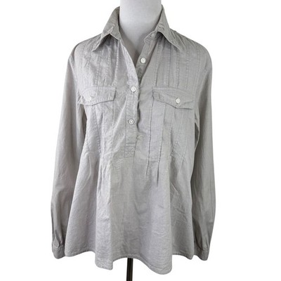 Mexx Women's Grey Half Button Pleated Shirt Size 38 / Medium