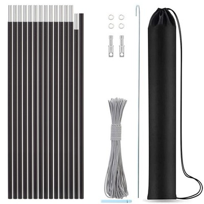 Aluminum Tent Poles Replacement, Pre-Assembled, Fits Both 20ft 0.4in, Black 