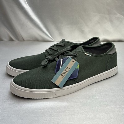 Toms Men's Carlo Bonsai Green Canvas Sneakers Lace Up 10016347 US Shoe Size 11