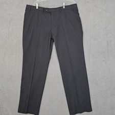 Chaps Pants Mens 40x29 Gray Pinstripe Slim Fit Dress Slacks Business Polyester