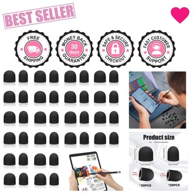 Replacement Stylus Tips 40-Count - Soft Silicone Ends for Smooth Touch Control