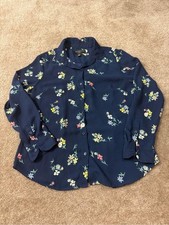 Banana Republic Navy Floral Button-Up Blouse