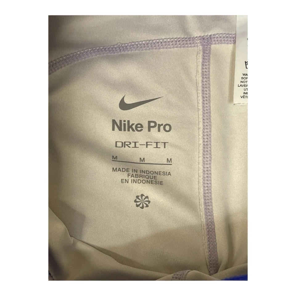 Nike Pro Niñas Talla M Pantalones Cortos Atléticos para Correr Estampado Azul Ajustado Cintura Elástica Foto 2 de 4