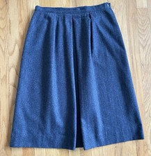 Vintage 80s RUSS TOGS Wool Skirt Size 16 Gray A-Line Pleated Front Midi Skirt