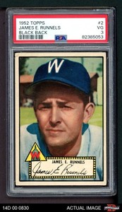 1952 Topps #2 Pete Runnels Senators RC PSA 3 - VG