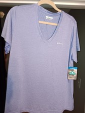 NWT Columbia Omni-Wick 1X Hike SS Crew Shirt Women V neck T-Shirt Lavende Purple