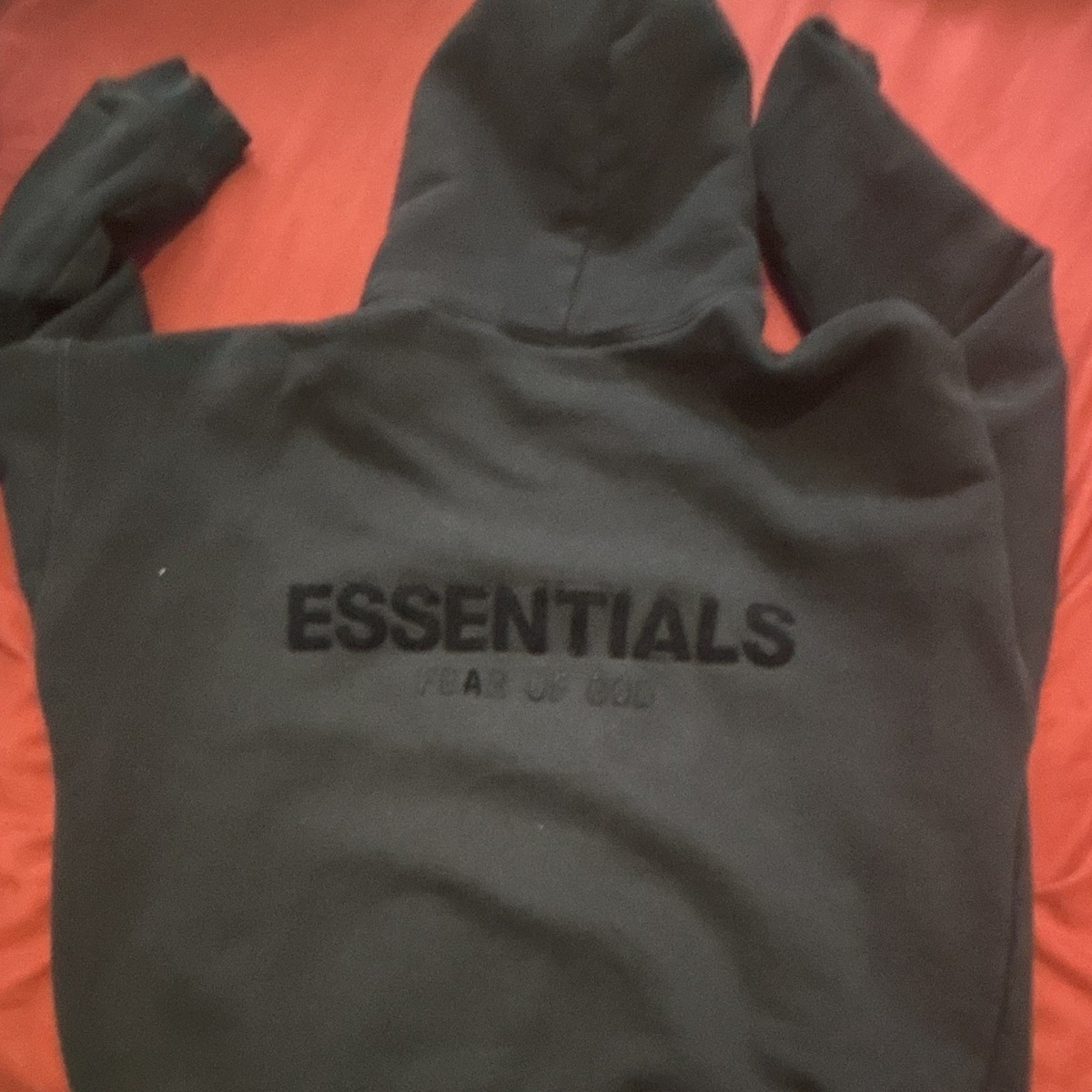 Essentials Fear of God Black Logo Pullover Hoodie Fleece Cotton Pockets XXS View 4