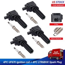4Pcs Coils pack & Spark plugs For 12-17 Land Rover Range Rover Evoque 2.0L L4