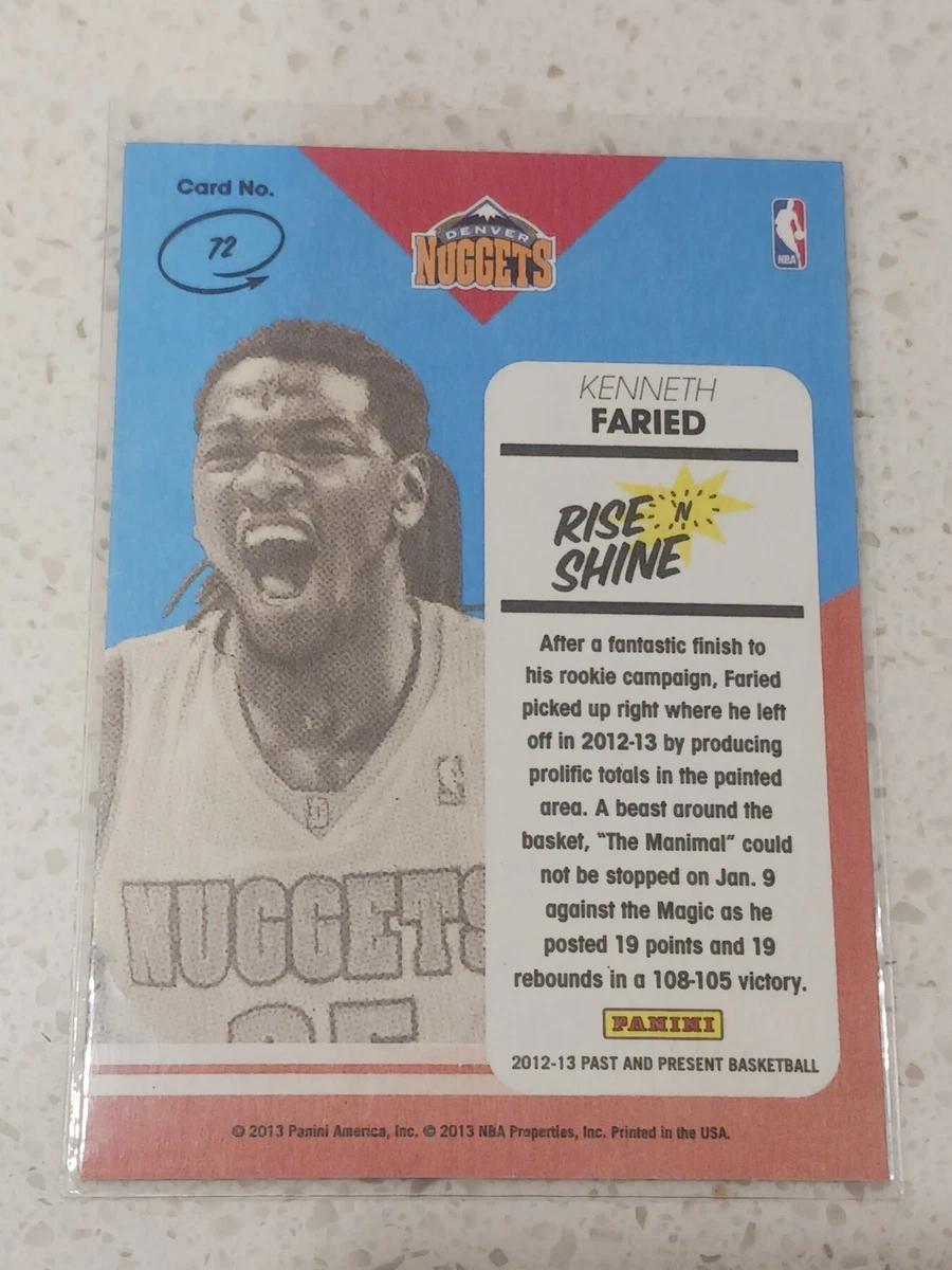2012-13 Panini Past & Present Kenneth Faried Rise N Shine Rookie Card (RC) #72