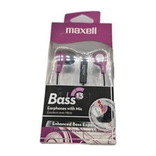 Maxell Bass 13 Earbuds with Mic Purple Enhanced Bass Experience, Extra Ear Tips