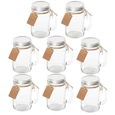 8 Pack Mason Jars with Handle Lids with Chalkboard Labels and Tin Lids 16 Oz for