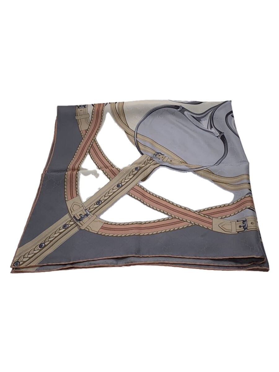 GUCCI Scarf Silk GRY Total Pattern Women 767310 3G009