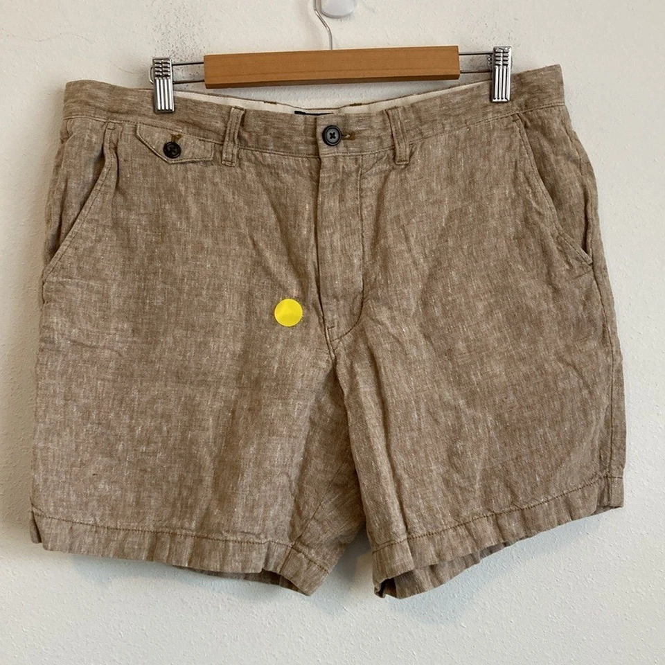 J. Corto de lino Crew para hombre 7" talla 34 color oliva envejecido profundo Foto 4 de 4