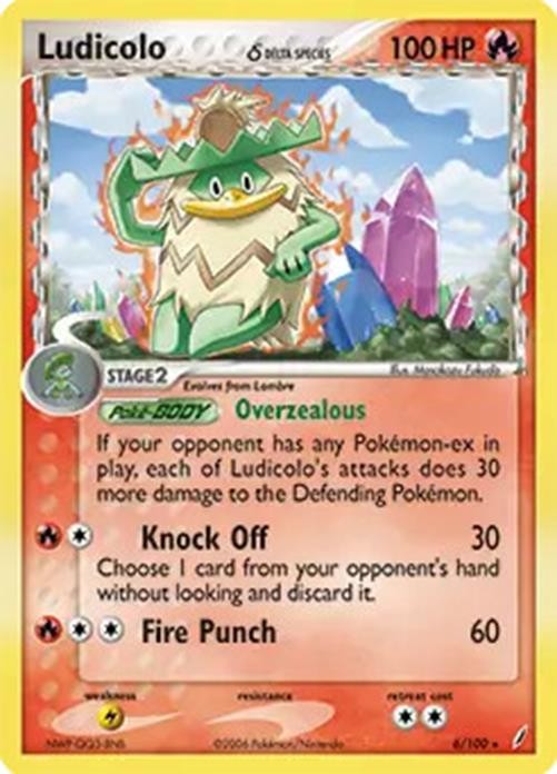 Ludicolo (Delta Species) - 6/100 - Pokemon Crystal Guardians Holo Card NM