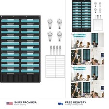 KIKIGOAL 20 Pockets Hanging Wall File Organizer, Heavy Duty Storage Pocket Ch...