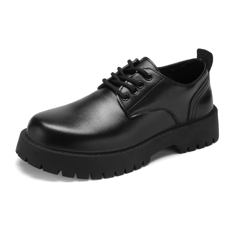 Zapatos de vestir planos con cordones para hombre suela gruesa punta cerrada zapatillas para aumentar la altura