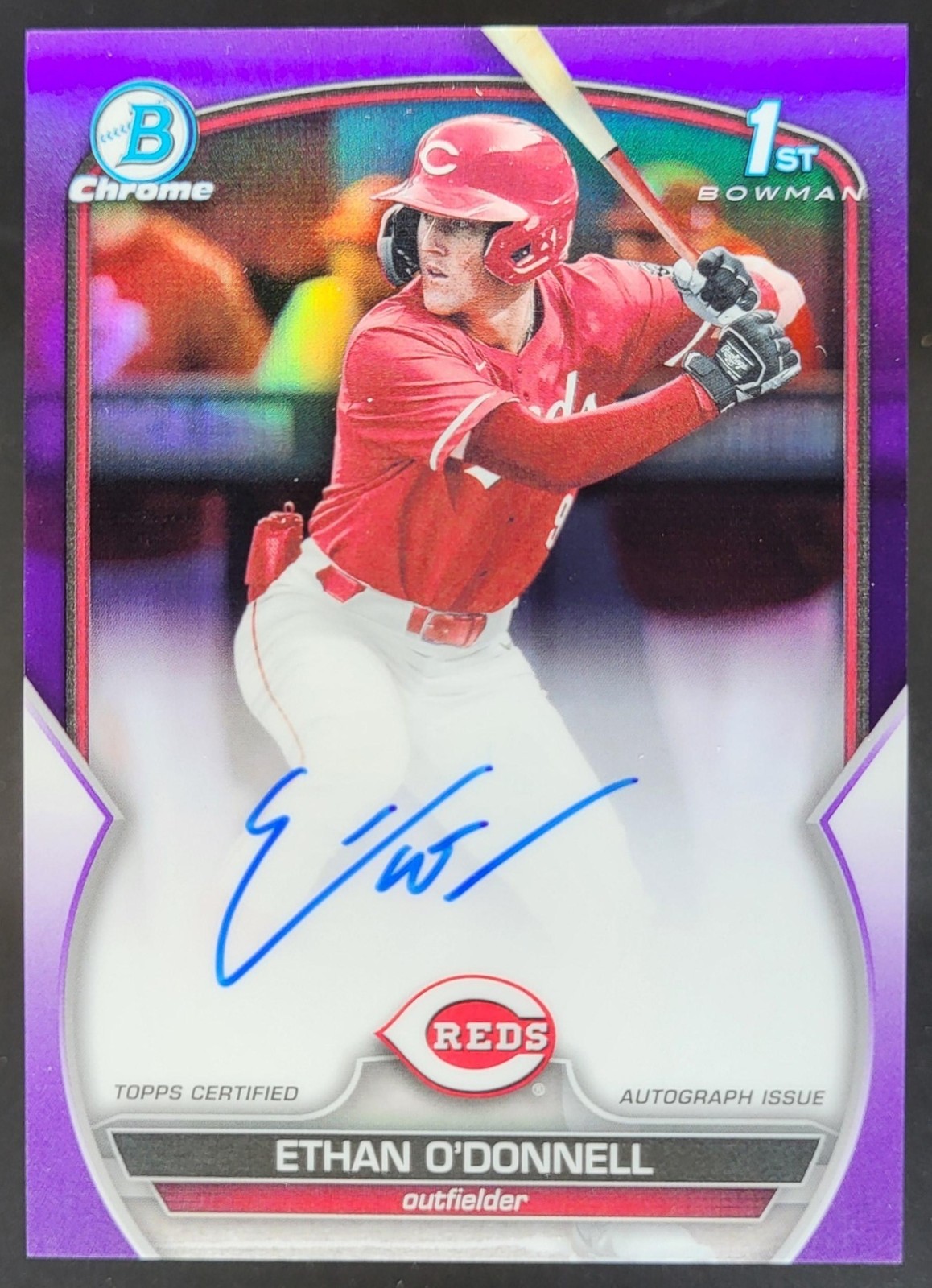 2023 Bowman Draft Ethan O'Donnell Chrome Auto Purple Refractor /250 1st Reds BH5
