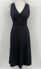 Banana Republic Dress Women 6 Black Cotton Crochet Trim Babydoll Midi Summer LBD