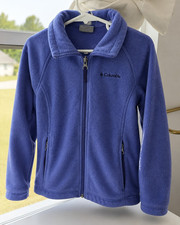 Columbia Girls Purple Fleece Full Zip Jacket w/ Pockets Size S 4/6