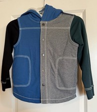 Hanna Andersson Boy  s Kids Sherpa Lined Colorblock Shacket Multi Jacket Sz 8