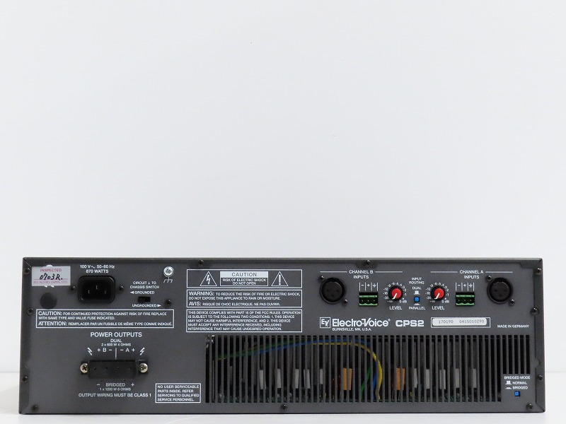 (ジャンク品) Electro Voice CPS2 エレクトロボイス アンプ Electro-Voice CPS2 Stereo Power Amplifier Electro-Voice