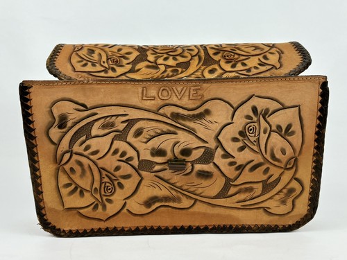 Vintage mexikanische verzierte Blumen Rose Clutch Handtasche Boho Western - Bild 2 von 17
