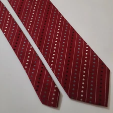 Geoffrey Beene Mens 100% Silk Tie Necktie 60x3.5 Red Polkadot Hand Made Mint