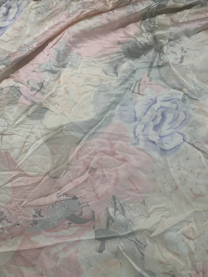 "Funda nórdica vintage de seda floral pastel aproximadamente 79x71""" Foto 4 de 4