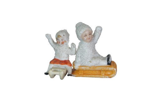 Antique German Miniature Bisque Snow Babies Winter Baby Figurines 2" - Picture 2 of 11