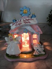 Pacific R. Russell Light Angels Watch Over You Child Baby Nursery Ceramic House
