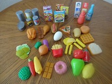48 PIECE PRETEND FOOD LOT 3-CANS/BOXES/CARTONS/MEAT/VEGGIES/DESERT