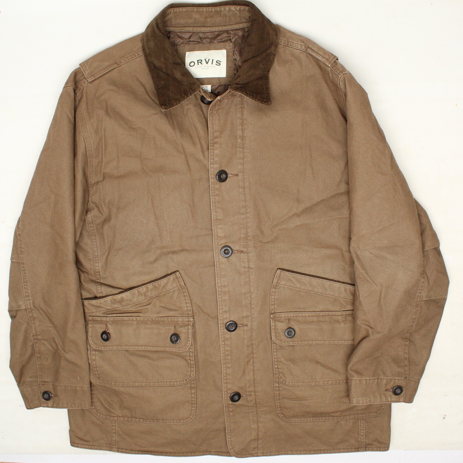 Orvis Mens Corduroy Collar Barn Jacket XL Brown C… - image 1