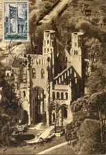 MAXIMAPHILIE CARTE POSTALE MAXIMUM / FRANCE / JUMIEGES L'ABBAYE 1954
