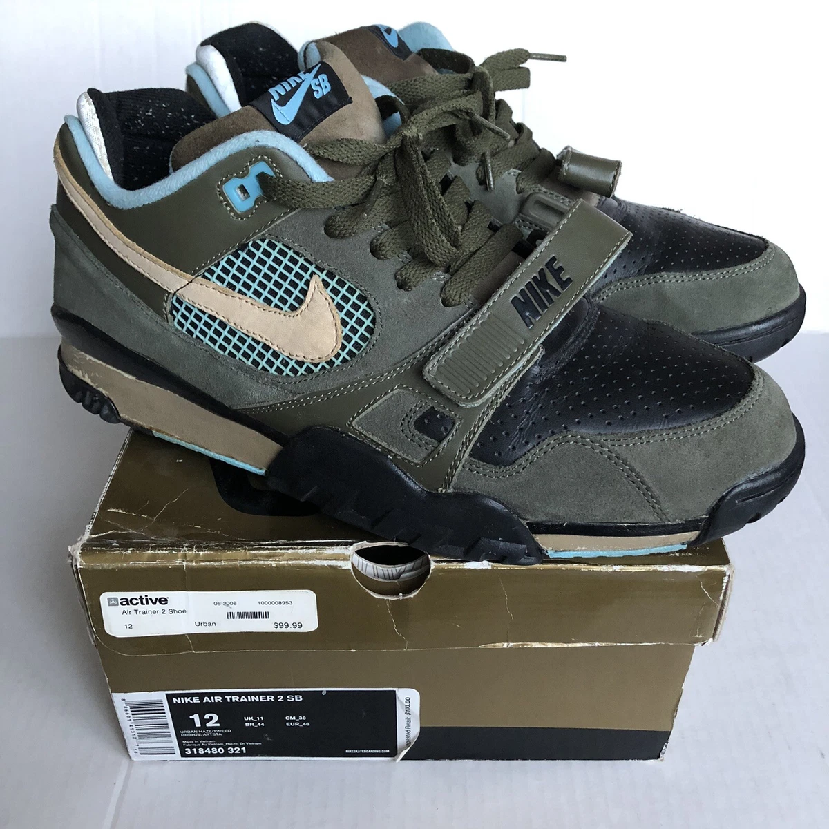 Nike Air Trainer 2 SB Size 12 URBAN HAZE TWEED 318480-321 GB