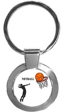 Netball Sport Round Shaped Metal Keyring In A Gift Box