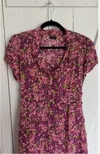 Anthropologie Pink Floral Short Puff Sleeve Dress By Left Of Center Size 2