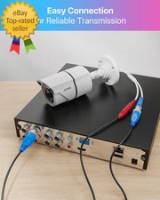 4 Pack 100Ft(30M) All-In-One Video Power Cables,Bnc Extension Security Camera