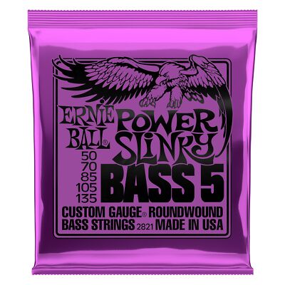 1 Set pack Ernie Ball 2821 Power-Slinky 5-String Electric Bass Guitar 50-135