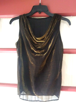 Simco Formalwear Sleeveless cowl neck top Women's Size 2 Brown with gold glitter